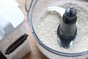 Oatmeal and food processor with ground oatmeal