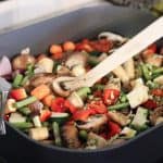Roasted vegetables in a pan from Gourmet Done Skinny