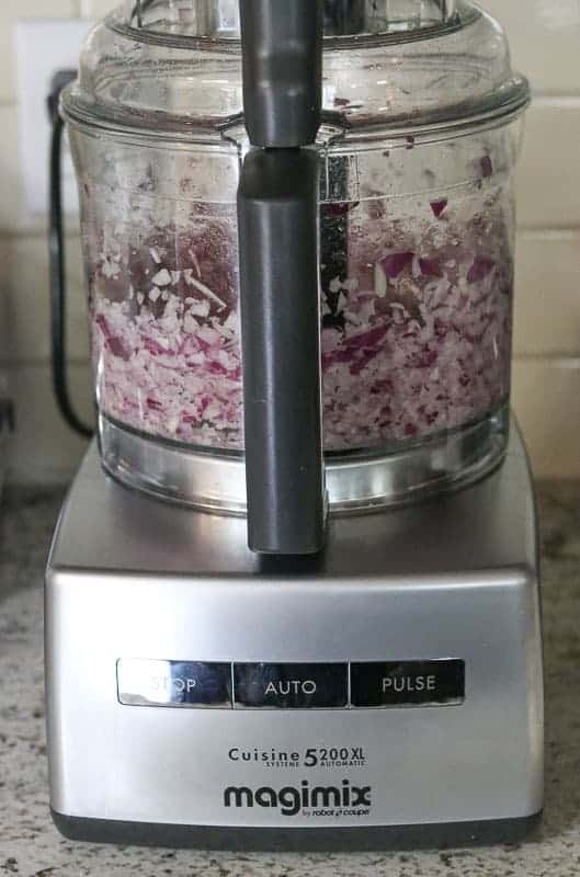 Magimix Food Processor with chopped red onions from Gourmet Done Skinny