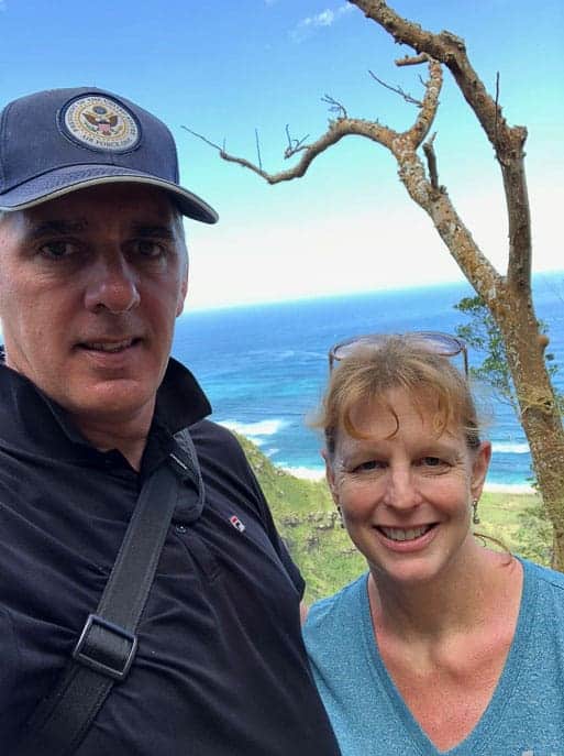 A man and woman hiking in Hawaii from Gourmet Done Skinny