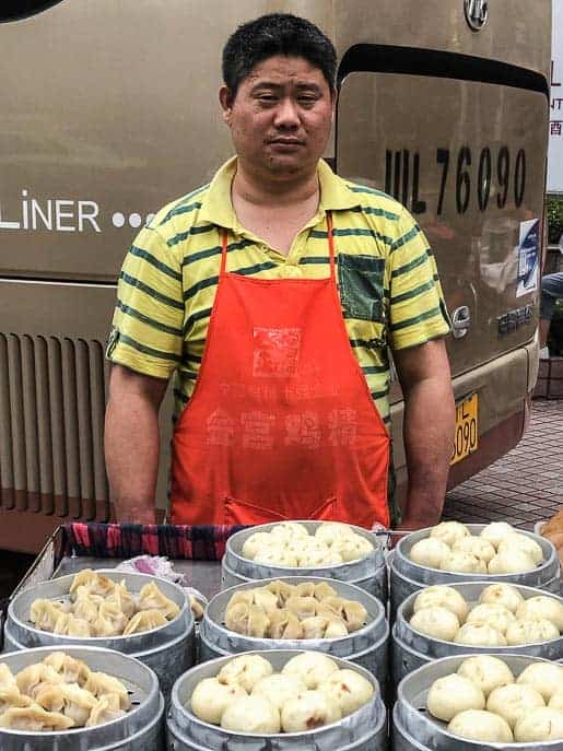 Man selling dumplings on the street