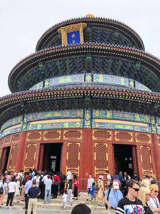 Picture of the Temple of Heaven with crowds on the stairs outside by Gourmet Done Skinny