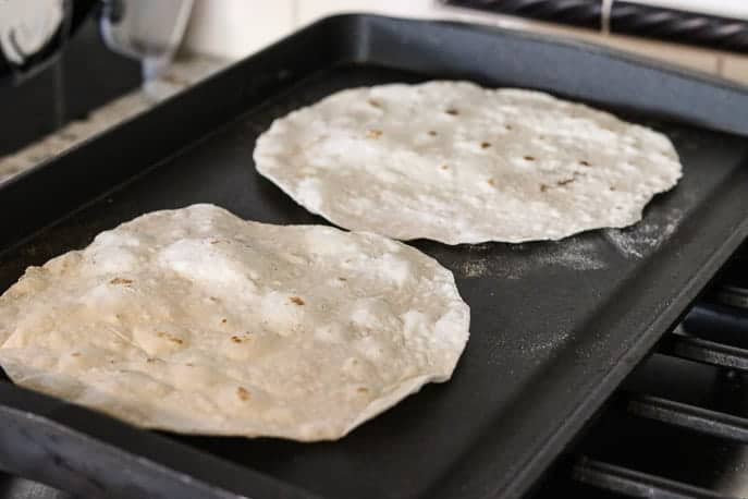tortillas on a griddle