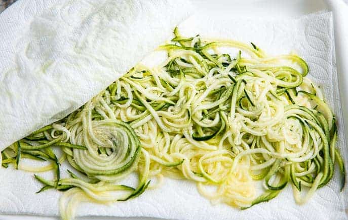 Zoodles on a paper towel