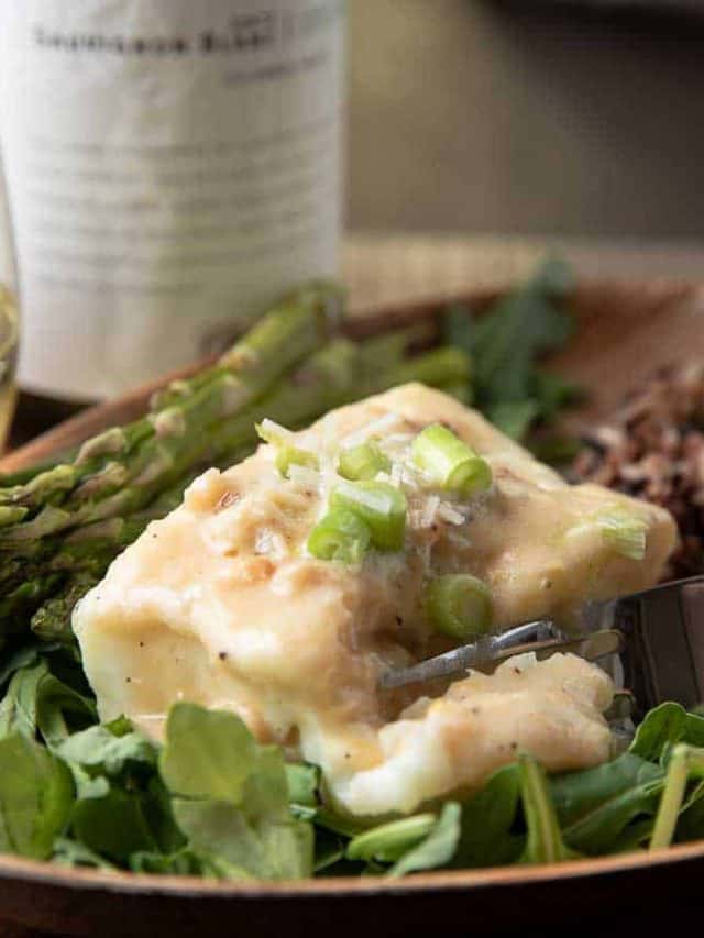 Easy Air Fryer Halibut with Creamy Parmesan Sauce Story