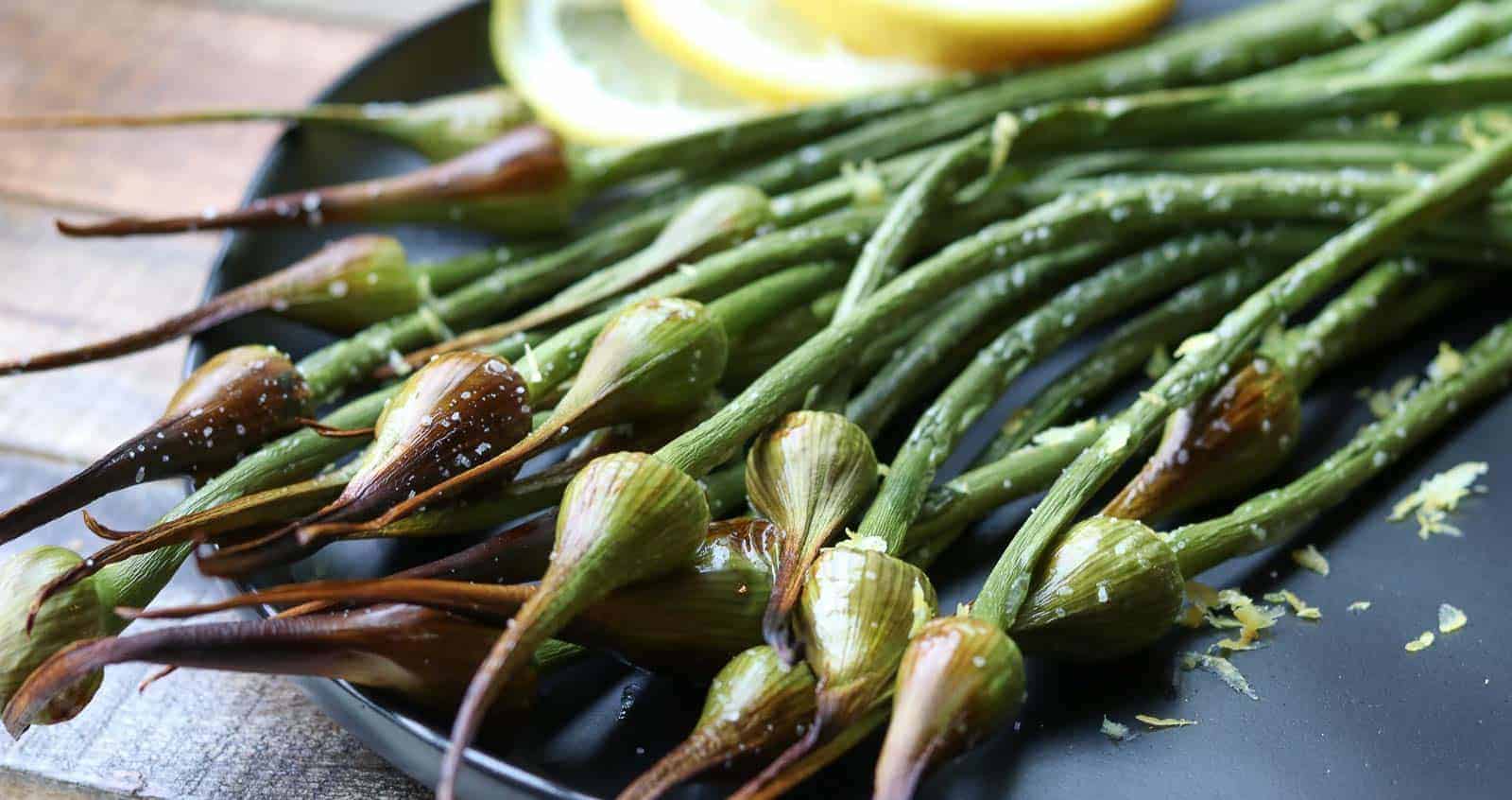 Garlic Scapes and Garlic Spears Air Fried, Grilled and Roasted Gourmet Done Skinny