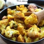 Roasted Indian Cauliflower Medley in black bowl