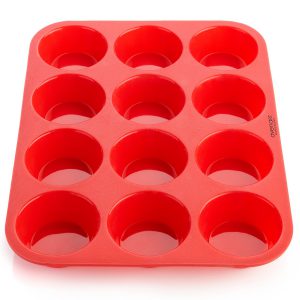 picture of red silicon muffin tins