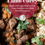 lamb curry in a black bowl with Casa M spices