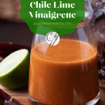 Guajillo Chile Lime Vinaigrette in a glass carafe