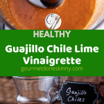 Guajillo Chile Lime vinaigrette in a carafe, in food processor