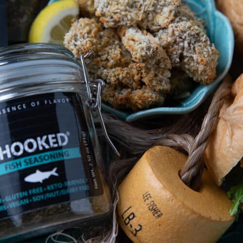 Hooked seasoning with fish bits and sliders