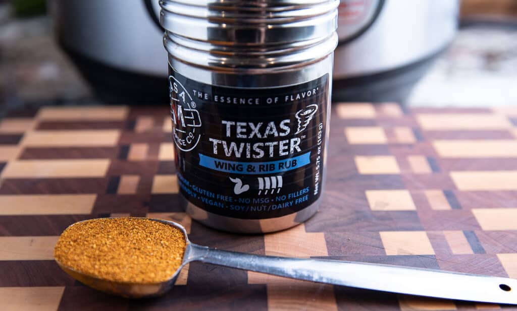 Texas Twister spice in a tablespoon on a board